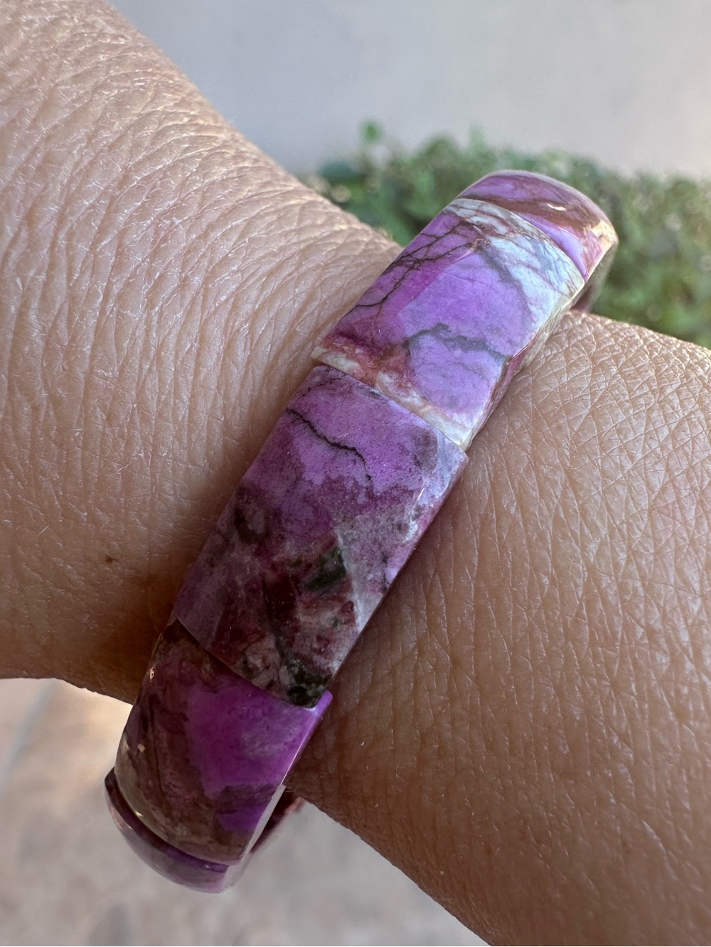 Rare Cobalto Calcite Soft Bangle Stretch Bracelet 6.5 inch wrist 9.5 in bead NEW